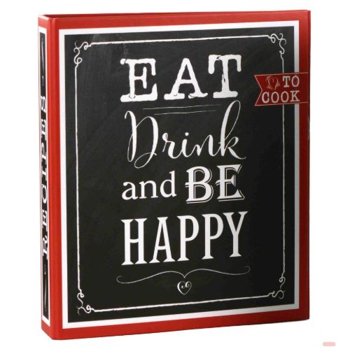 Bild von Kochrezepte-Ordner 22x17,5cm, 25 bedruckte Blätter, Eat, Drink & Be Happy