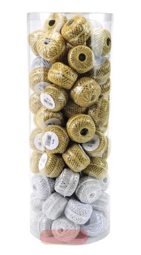 Bild von Kordel, 80er Dose, dünne Glitzerkordel, 1mm x 20m , gold und silber gemischt