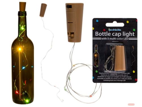 Bild von Korken-Lichterkette 5x2cm inkl.Batt. 48cm lang, 5 farbige LED, Blisterkarte - VE 12