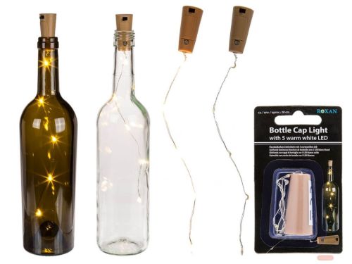 Bild von Korken-Lichterkette 5x2cm inkl.Batt. 48cm lang, 5 weisse LED, Blisterkarte - VE 12