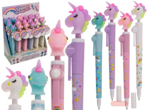 Bild von Kugelschreiber Spinning Einhorn, ca.19cm, 4-fach gemischt im Display - VE 24