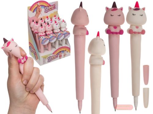 Bild von Kugelschreiber Squeeze Einhorn 19cm, 2-fach gemischt im Display - VE 12