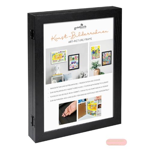 Bild von Kunst-Bilderrahmen für A4 Bilder, 24,8x33,5x4,5cm, Magnetverschluss, schwarz - VE 3
