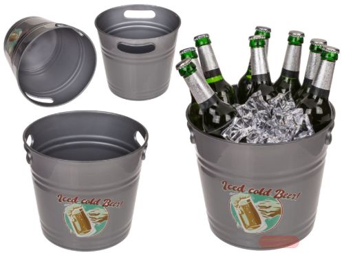 Bild von Kunststoff -Eiskübel grau mit Bierlogo, Fassungsvermögen ca. 6 Liter - VE 18