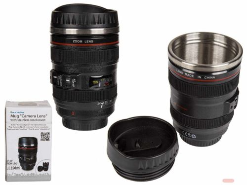 Bild von Kunststoff-Becher Kamera-Objektiv mit Edelstahleinsatz, ca.15cm, Box - VE 6