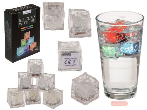 Bild von Kunststoff-Eiswürfel mit LED, farbwechselnd, ca.3x3x3cm, 6er Set in Box - VE 8