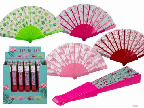 Bild von Kunststoff-Fächer, Flamingo, ca.23x40cm, 4 x ass. im Display - VE 24