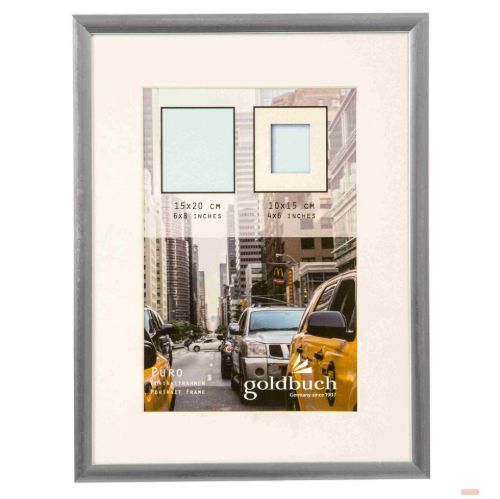 Bild von Kunststoffrahmen für 1 Foto Bildformat 15x20/10x15cm, Puro silver - VE 3
