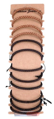 Bild von Leder-Armbänder gemischt auf drei Hängekarten - VE 36