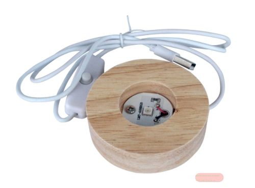 Bild von LED-Holzsockel mit USB-Anschluss, buntes Licht - VE 6