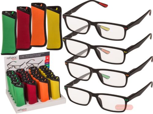 Bild von Lesebrille mit Kunststoffgestell in Box, 4 Farben gemischt, 5 Stärken, im Display - VE 24