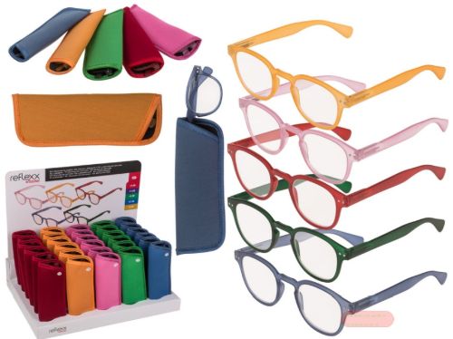 Bild von Lesebrille mit Kunststoffgestell in Box, 5 Farben gemischt,5 Stärken, Display - VE 30 (SR)