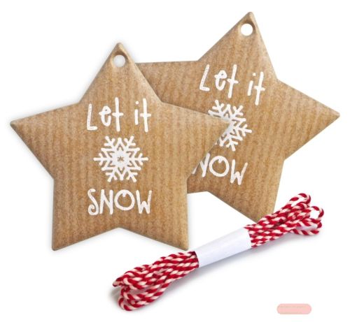 Bild von LET IT SNOW, Anhängerset, 2er Set, D:6,3cm & 1,1m Kordel - VE 10 (Sets)