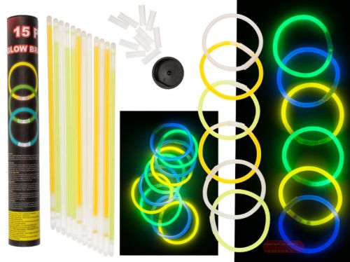 Bild von Leuchtarmband Glow ca.20cm, Inhalt Set von 15 Stk., 3-fach ass., Röhrenverpackung - VE 18