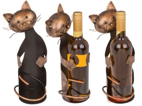 Bild von Metall-Flaschenhalter, ca.15x11x33cm, Katze III - VE 3