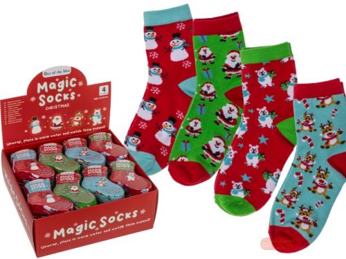 Bild von Magic Socks X-Mas aus 72% Baumwolle, Gr.22-34 unique, 4-fach ass. im Display - VE 24