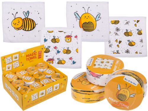 Bild von Magic Towel Bienen aus Baumwolle, 30x30cm, 4-fach ass. im Display - VE 48