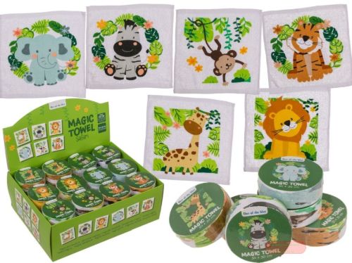 Bild von Magic Towel Safari aus Baumwolle, 30x30cm, 6-fach ass. im Display - VE 48