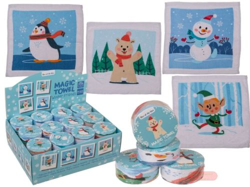 Bild von Magic Towel Winter Friends, aus Baumwolle, 30x30cm, 4-fach ass. im Display - VE 48