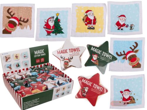 Bild von Magic Towel X-mas Time aus Baumwolle, 30x30cm, 6-fach ass. im Display - VE 48