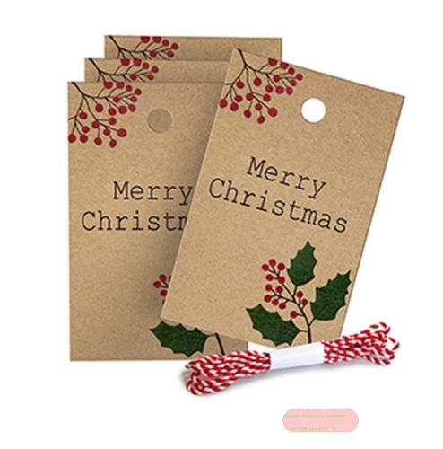 Bild von MERRY ILEX, Anhängerset, 5er Set, 8,5x5,5cm & 1,1m Kordel - VE 10 (Sets)