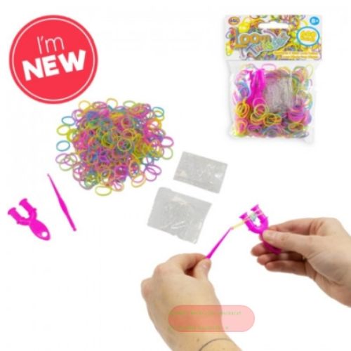 Bild von LOOM TWISTER BAG WITH HOOK, ca.2cm, gemischt im Beutel mit Zubehör - VE 24