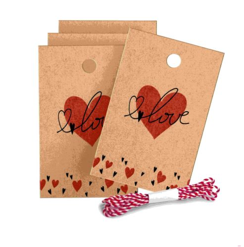 Bild von LOVE, Anhängerset, 4er Set, 8,5x5,5cm & 1,1m Kordel - VE 10 (Sets)