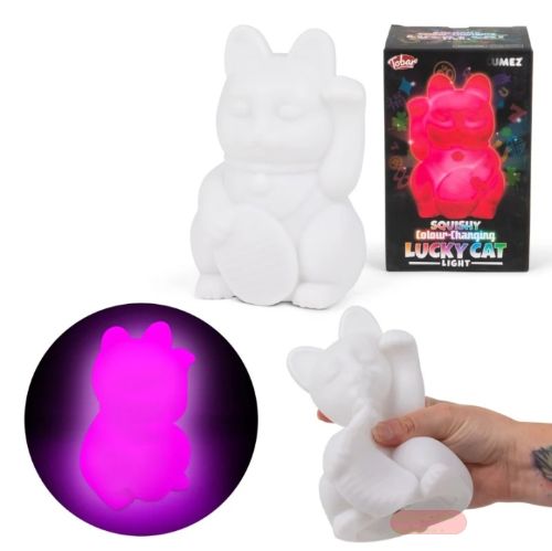 Bild von LUMEZ SQUISHY COLOUR CHANGING LUCKY CAT LIGHT, Dekolampe, batt.betrieben, 15cm - VE 12