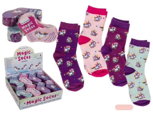 Bild von Magic Socks Einhorn aus 72% Baumwolle, Gr.22-34 unique, 4-fach ass. im Display - VE 16