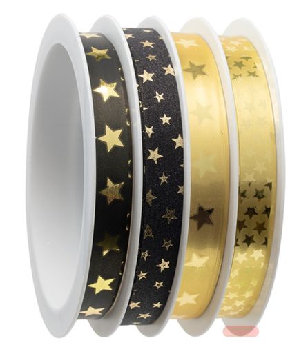 Bild von Multispule, Polyband auf Spule 10mm x 14m , gold-schwarz - VE 6