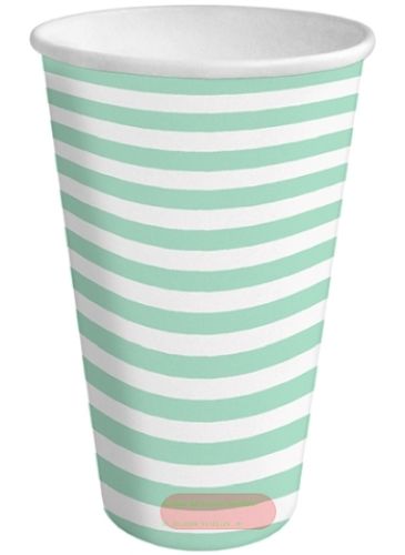 Bild von Pappbecher 0,2l, Karton, 10er Set, Partytime Streifen Midi, mint - VE 12