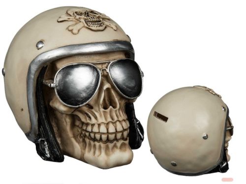 Bild von Polyresin-Spardose Skull Rider, ca.16x12cm - VE 3