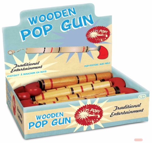 Bild von POP GUN (TOY), Pop-Pistole, Holz, ca.22cm, Display - VE 18 (SR)