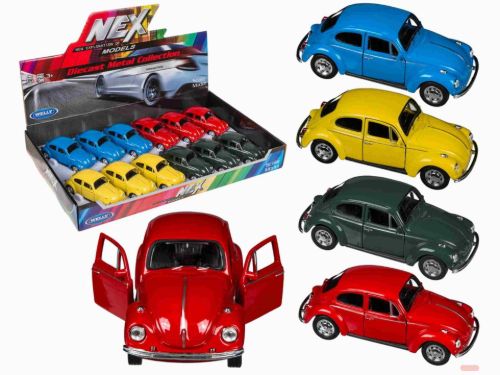Bild von Metall-Auto VW-Käfer 1960 mit Rückziehmotor, ca.12x5cm,4-fach ass. im Display - VE 12