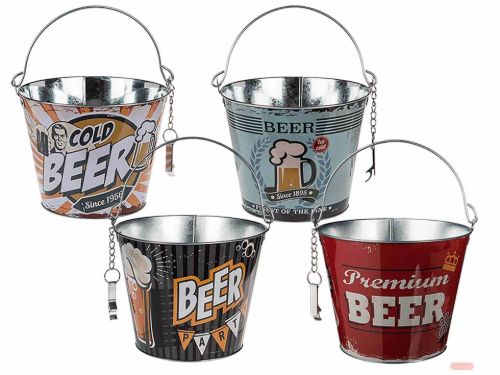 Bild von Metall-Biereimer Vintage mit Flaschenöffner, ca.24x19cm, 4-fach ass. - VE 12