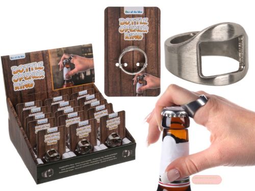 Bild von Metallflaschenring Fingerring, zwei Grössen gemischt im Display - VE 24