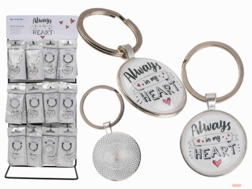 Bild von Metall-Schlüsselanhänger Always in my Heart, ca.6,5x3,5cm, auf Display - VE 48