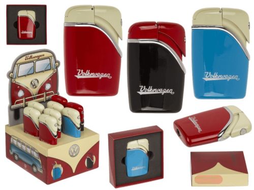 Bild von Metall-Sturmfeuerzeug, VW-Emblem Schriftzug, ca.8cm, 3-fach sortiert, Box, Display - VE 8