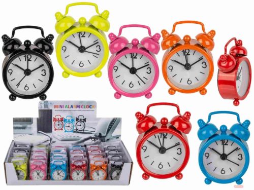 Bild von Metall-Wecker Coulours ca.6x4cm, 6-fach ass., batteriebetrieben, im Display - VE 24