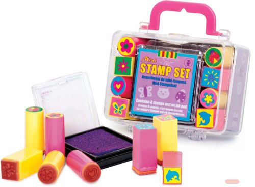 Bild von MINI STAMP SET, Tiere/Garten mit je 4 Farben & 8 Motiven, ca.8cm, Box, Display - VE 16