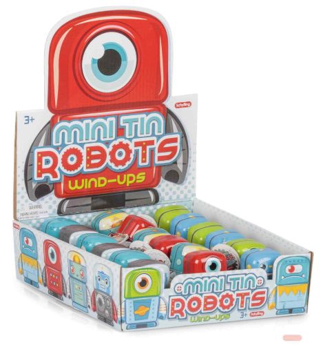 Bild von MINI TIN ROBOTS, Metallspielzeug, Roboter gemischt, aufziehbar, ca.6cm, Display - VE 18