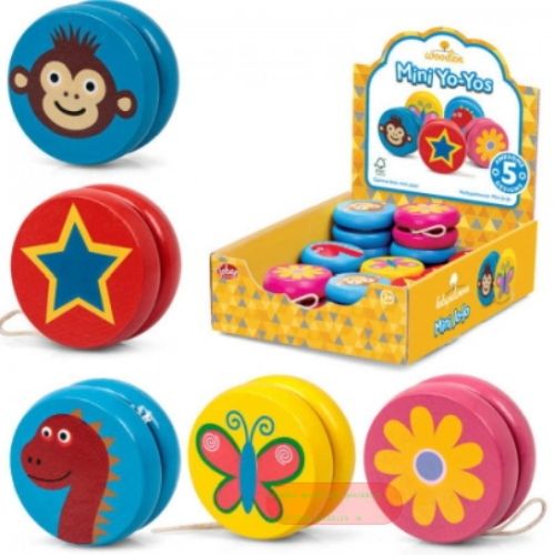 Bild von MINI WOODEN YOYO, Holz Yoyo's gemischt, ca.2cm, Display - VE 24