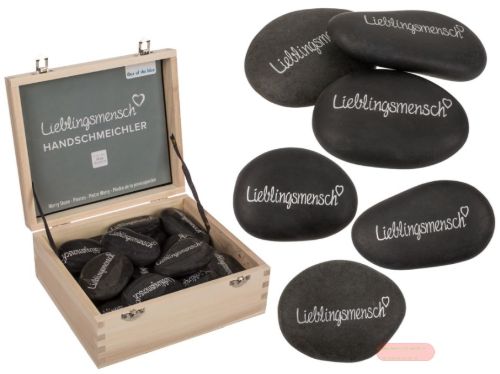 Bild von Naturstein Lieblingsmensch, ca.7,5cm, poliert, in Holzkiste - VE 24