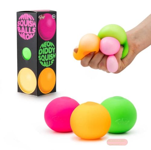 Bild von NEON DIDDY SQUISH BALLS - 3PK, 3er Set Quetschball neon, ca.5cm, Box - VE 6
