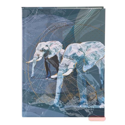 Bild von Notizbuch DIN A5 - 200 S.blanko creme mit Lesezeichen, Elephants - VE 2