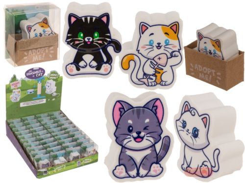 Bild von Radiergummi Katzen, ca.4cm, 4-fach gemischt in Box, im Display - VE 40