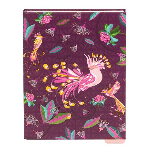 Bild von Notizbuch DIN A5 - 200 S.blanko creme mit Lesezeichen, Tropical Birds plum - VE 2