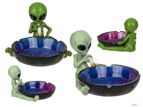 Bild von Polyresin Aschenbecher Alien mit Joint, ca.12cm,. 2-fach ass. - VE 24