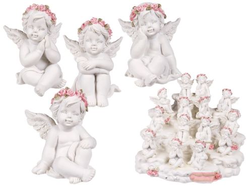 Bild von Polyresin Engel mit Rosen, ca.6cm, 4 verschiedene Engel ass., mit Display - VE 96