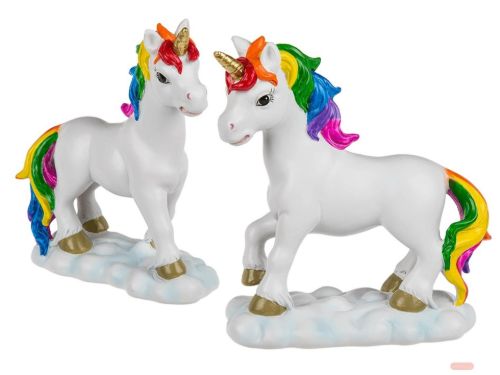 Bild von Polyresin-Einhorn stehend auf Wolke, ca.13x12cm, 2 x ass. - VE 14